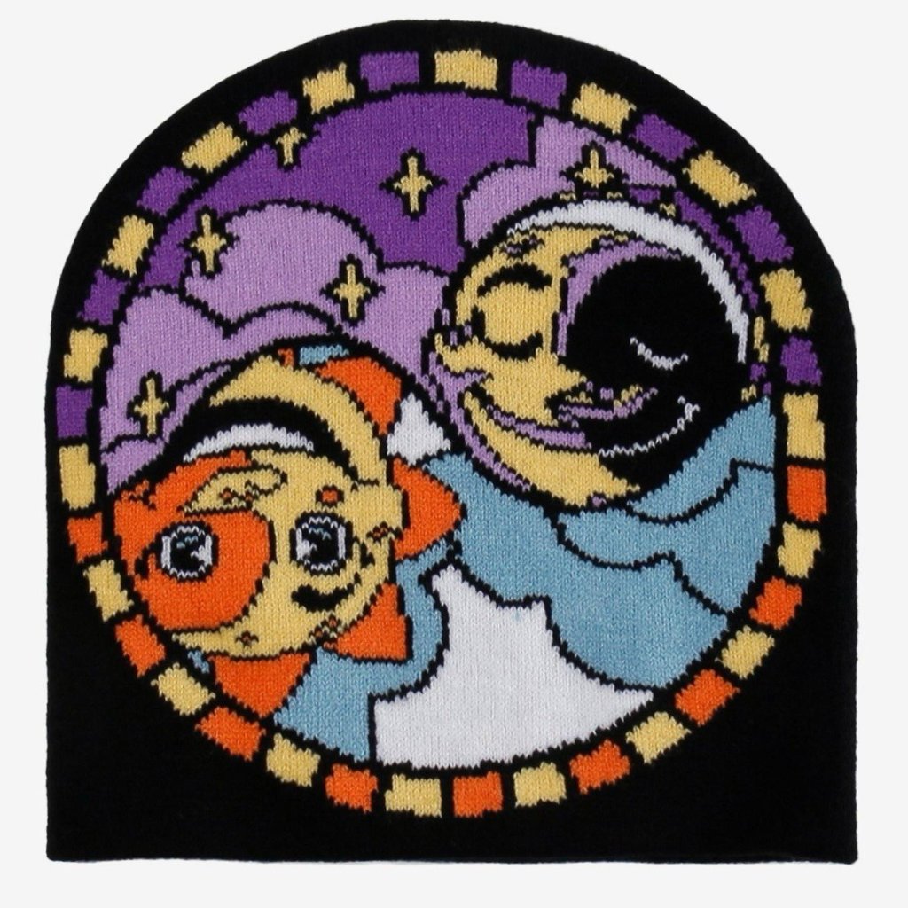 Five Nights At Freddys Sun  Moon Glass DoubleSided Beanie New Ships Fast